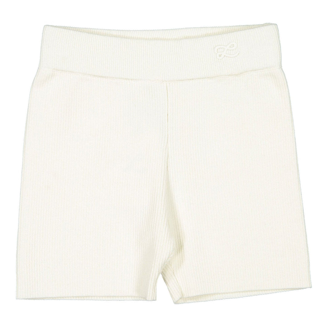 L by Ladida White Ribbed Knit Shorts