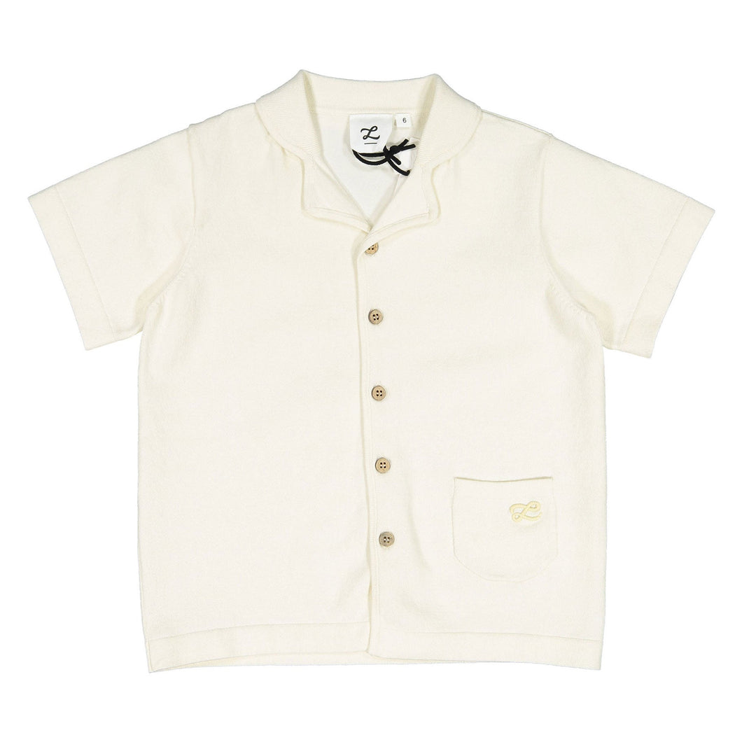 L by Ladida White Knit Grandpa Shirt