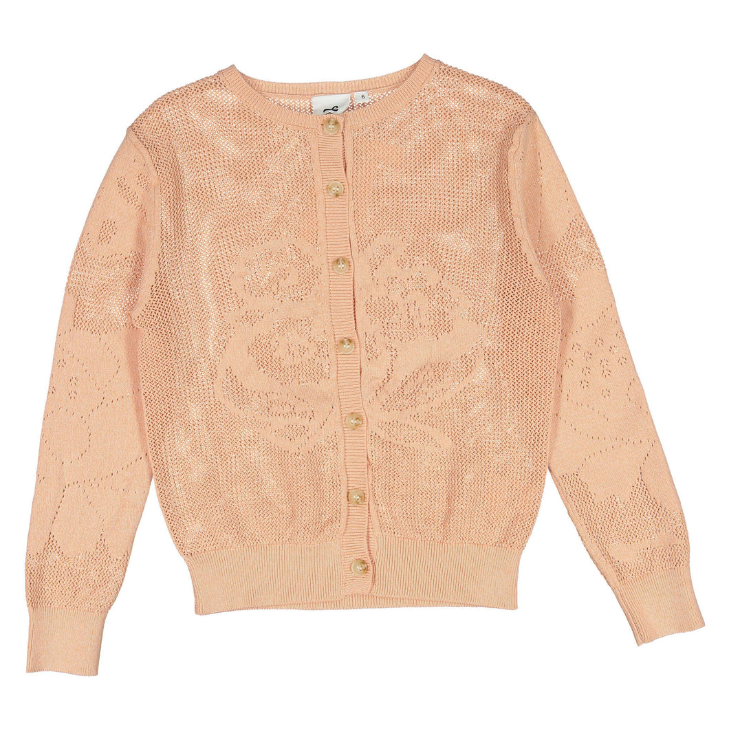 L by Ladida Peach Jacquard Floral Cardigan
