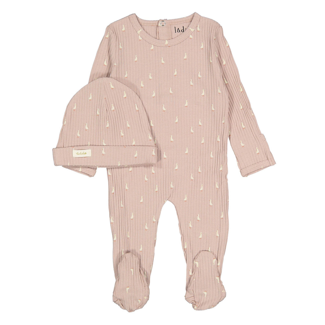 Ladida Layette Pink Goose Footie+ Hat