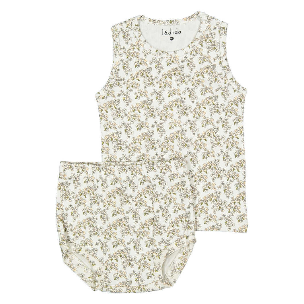 Ladida Layette Peach Cherry Blossom Tank+ Bloomer Set
