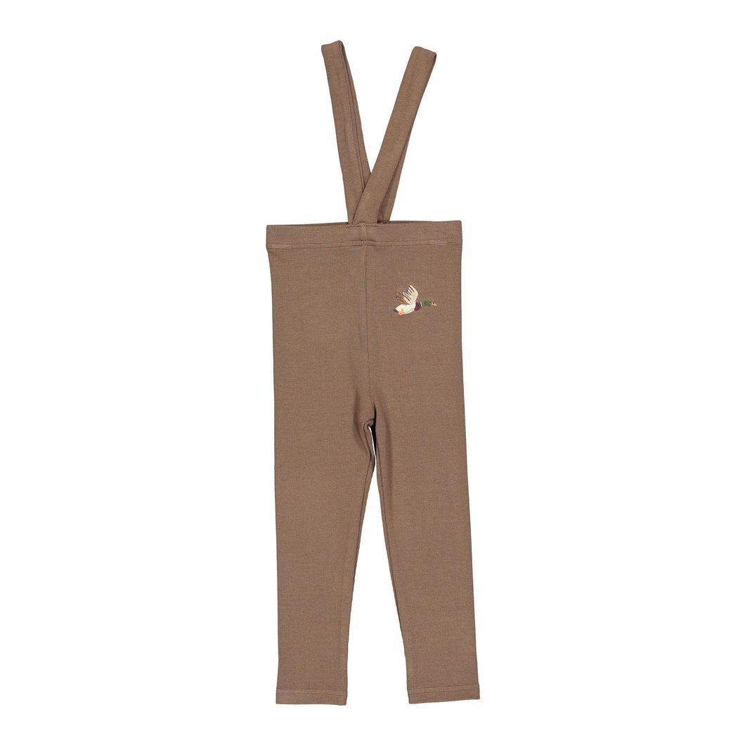1984 Brown Duck Embroidered Suspender Leggings