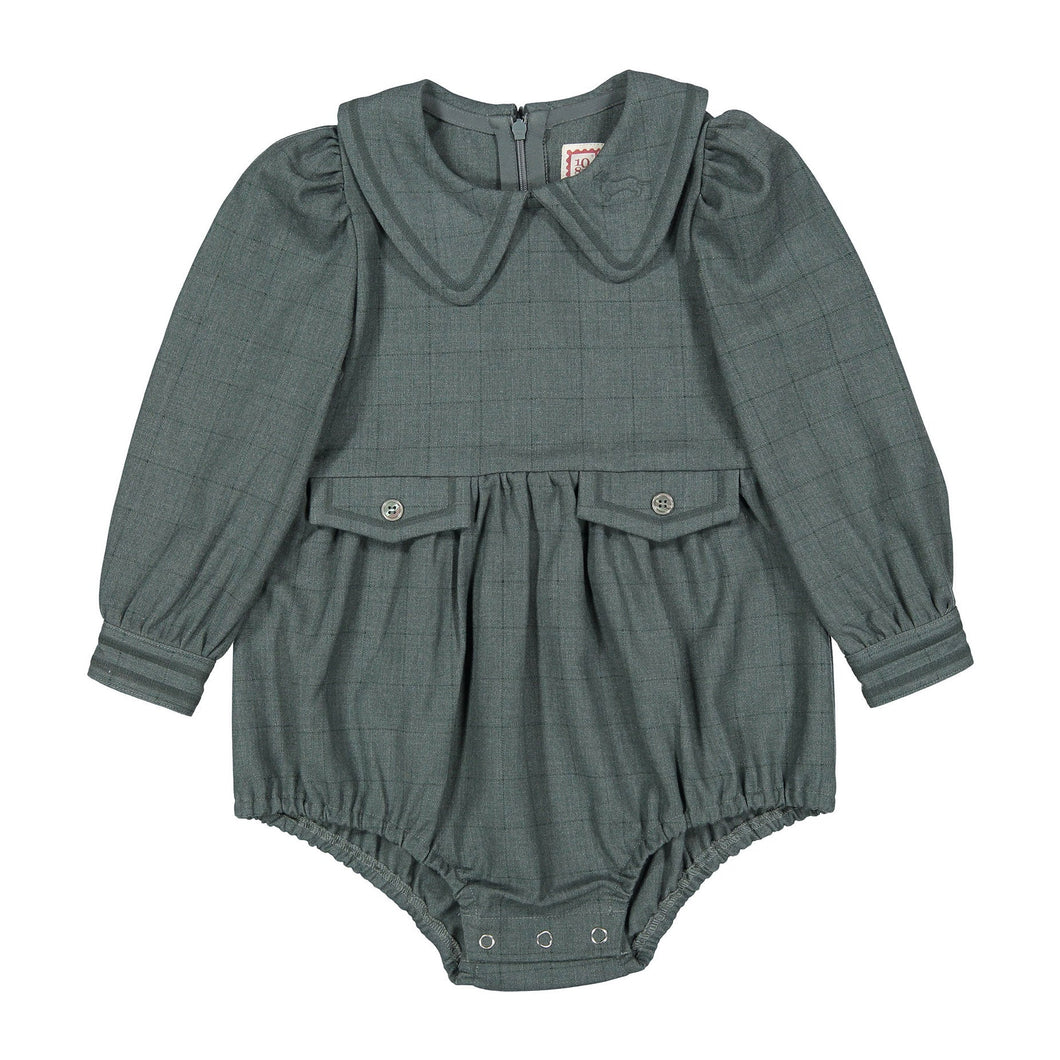 1984 Teal Grid Romper