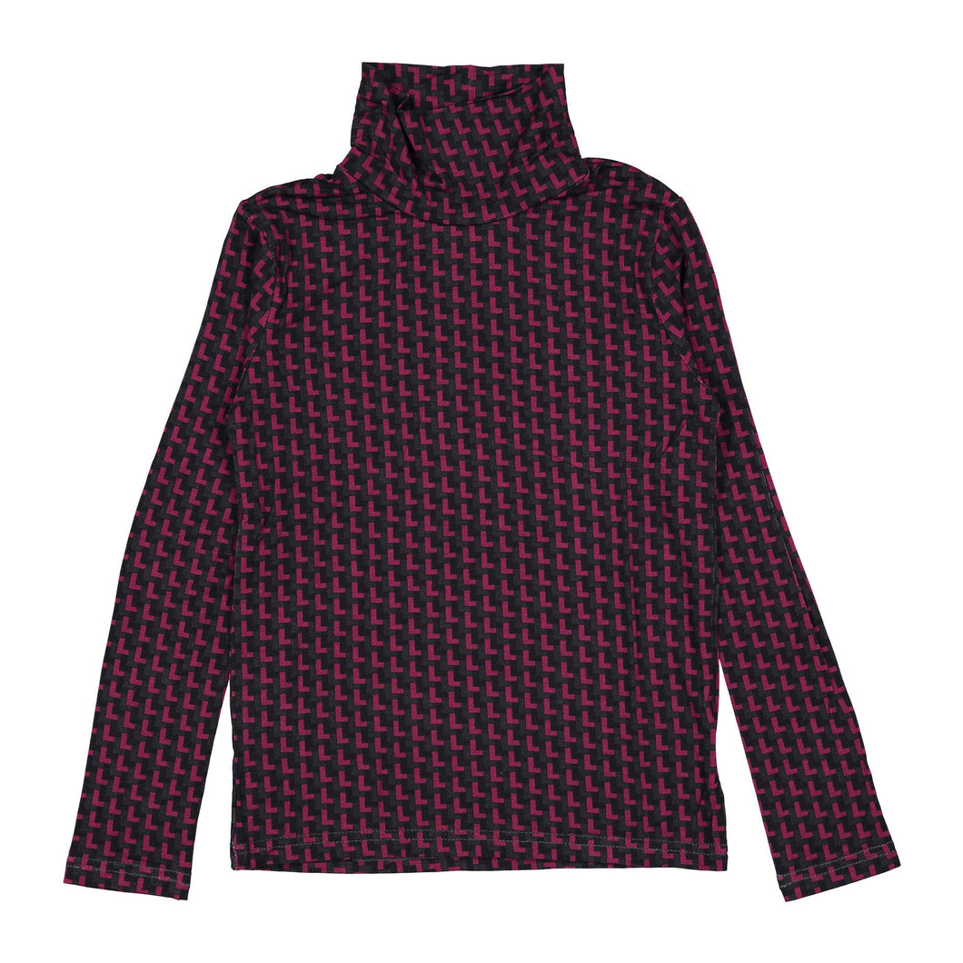 L by Ladida Fuchsia Logo Printed Turtleneck