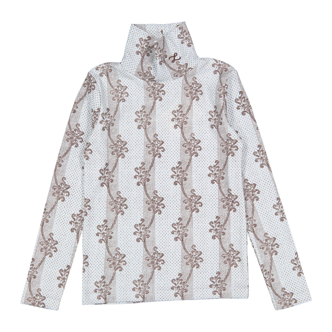 L by Ladida Stripe Leaf Printed Turtleneck