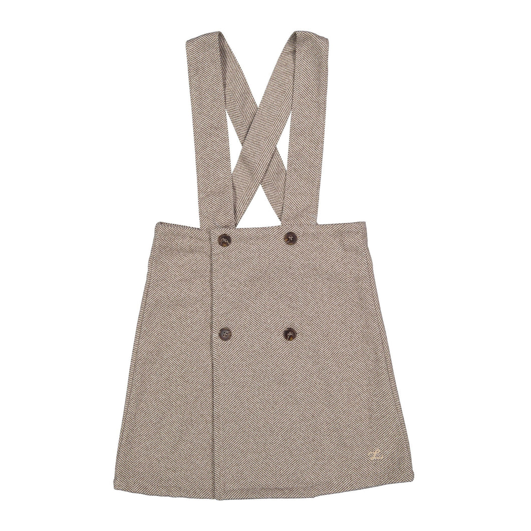 L by Ladida Brown Wool Herringbone Suspender Skirt
