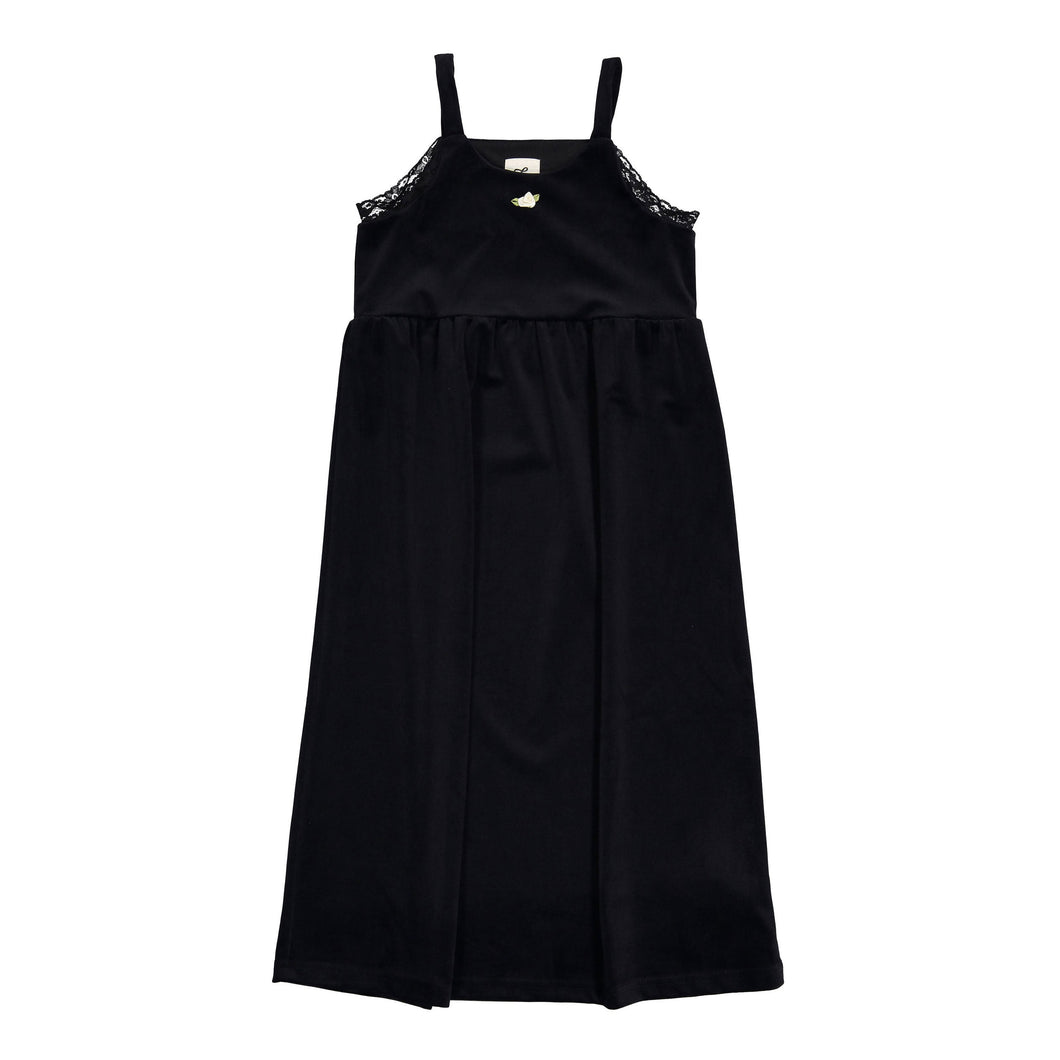 L by Ladida Black Lace Trim Velvet Robe