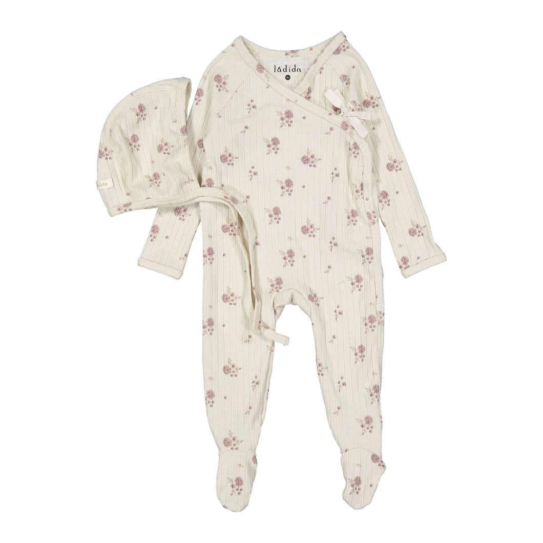 Ladida Layette Pink Watercolor Romper + Bonnet