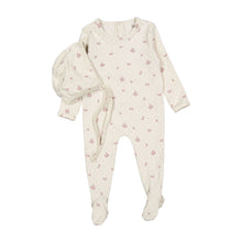 Load image into Gallery viewer, Ladida Layette Rose Grid Romper + Bonnet
