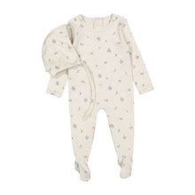Load image into Gallery viewer, Ladida Layette Slate Grid Romper + Bonnet
