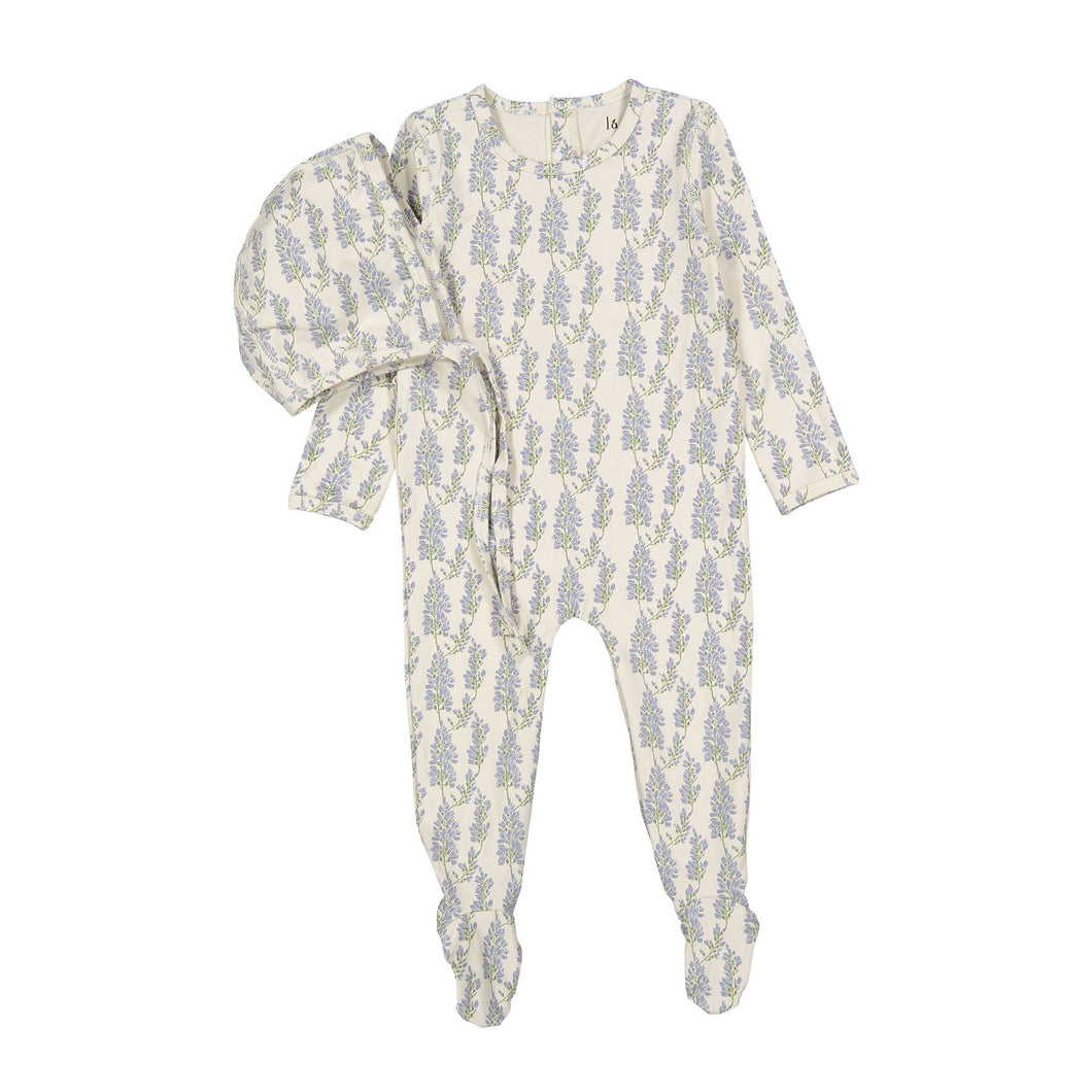 Ladida Layette Blue Wisteria Romper + Bonnet