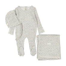 Load image into Gallery viewer, Ladida Layette Teal Liana Romper + Bonnet + Blanket

