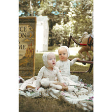 Load image into Gallery viewer, Ladida Layette Rose Grid Romper + Bonnet
