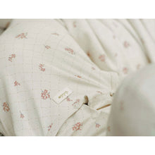 Load image into Gallery viewer, Ladida Layette Rose Grid Romper + Bonnet
