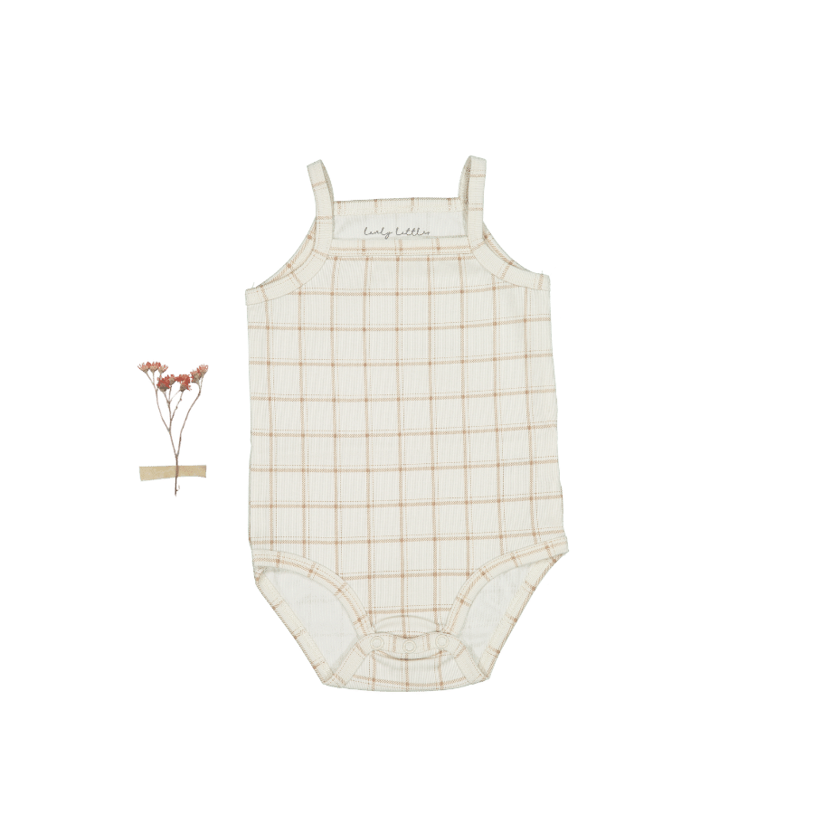 The Printed Tank Onesie - Tan Grid