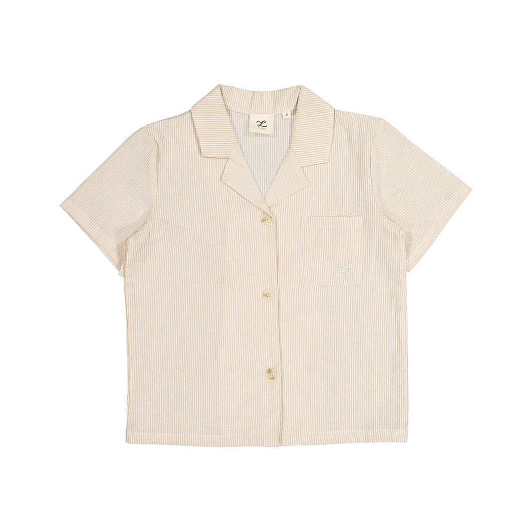 L by Ladida Beige Stripe Grandpa Shirt