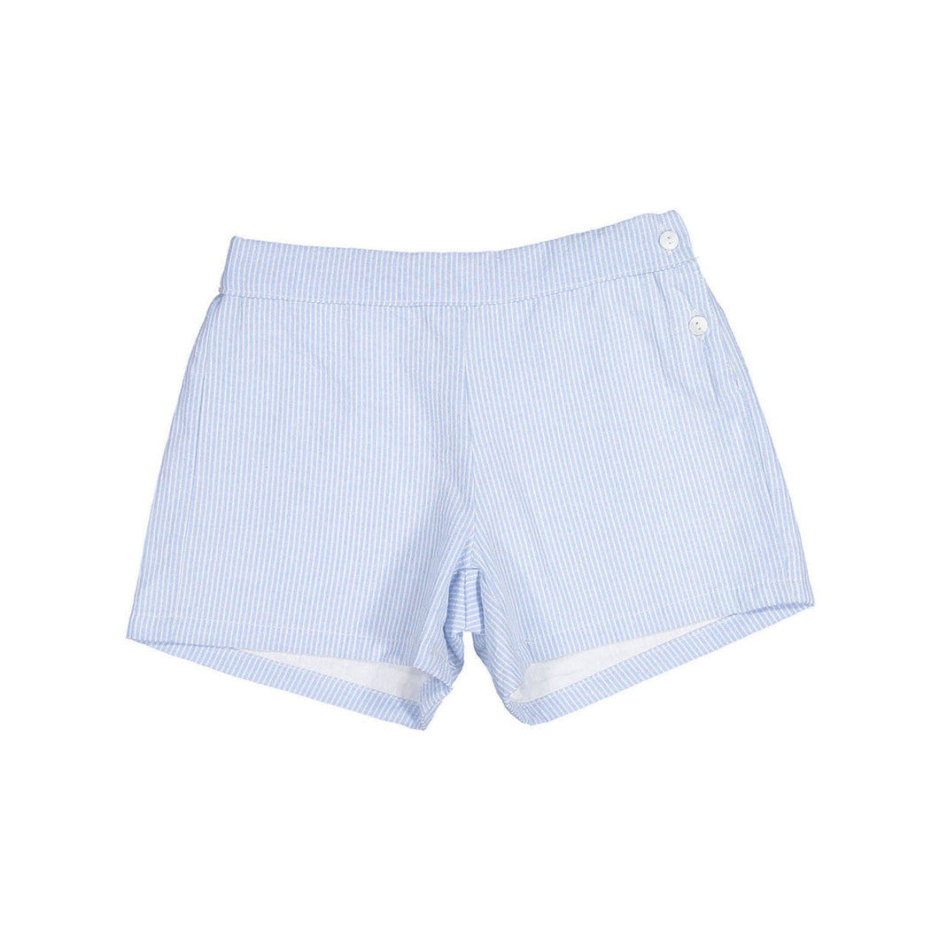 L by Ladida Blue Stripe Button Short