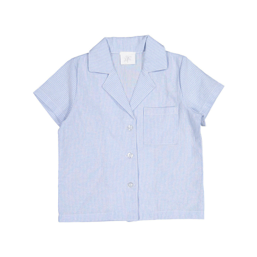 L by Ladida Blue Stripe Grandpa Shirt