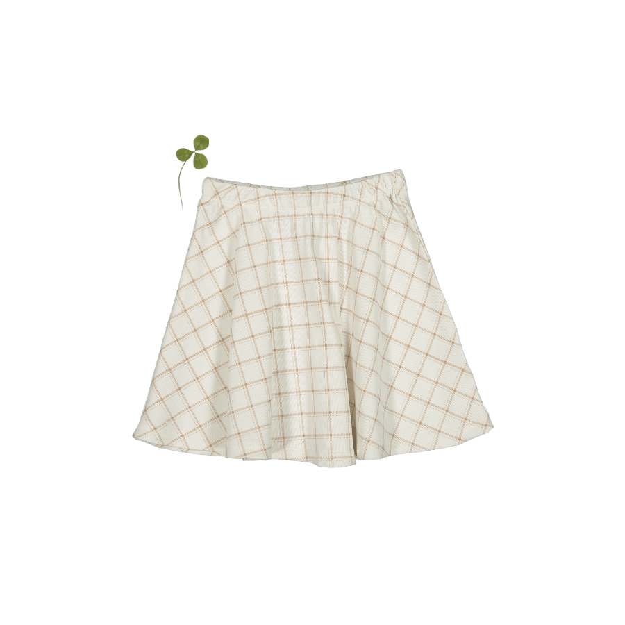 The Printed Skirt - Tan Grid