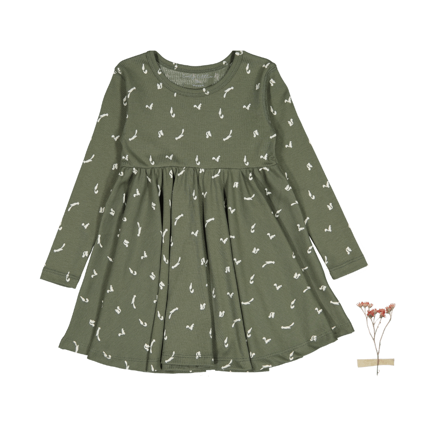 The Printed Long Sleeve Dress -  Squirrel