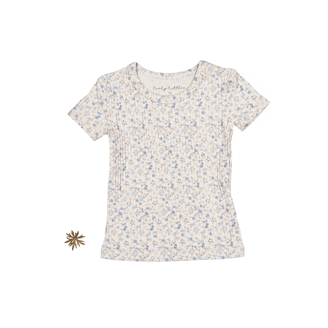 The Printed Short Sleeve Tee - Dusty Blue Floral
