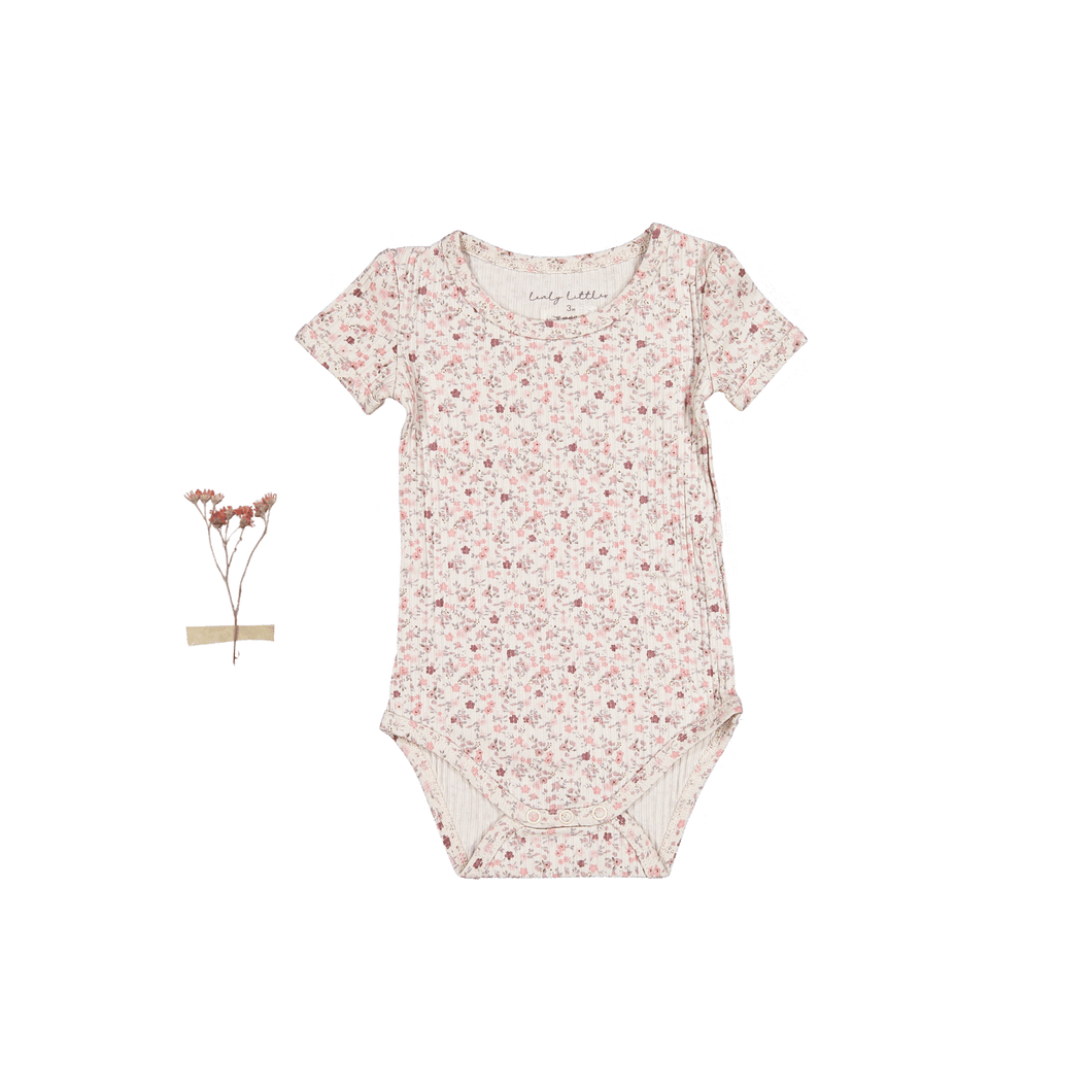 The Printed Short Sleeve Onesie - Dusty Mauve Floral